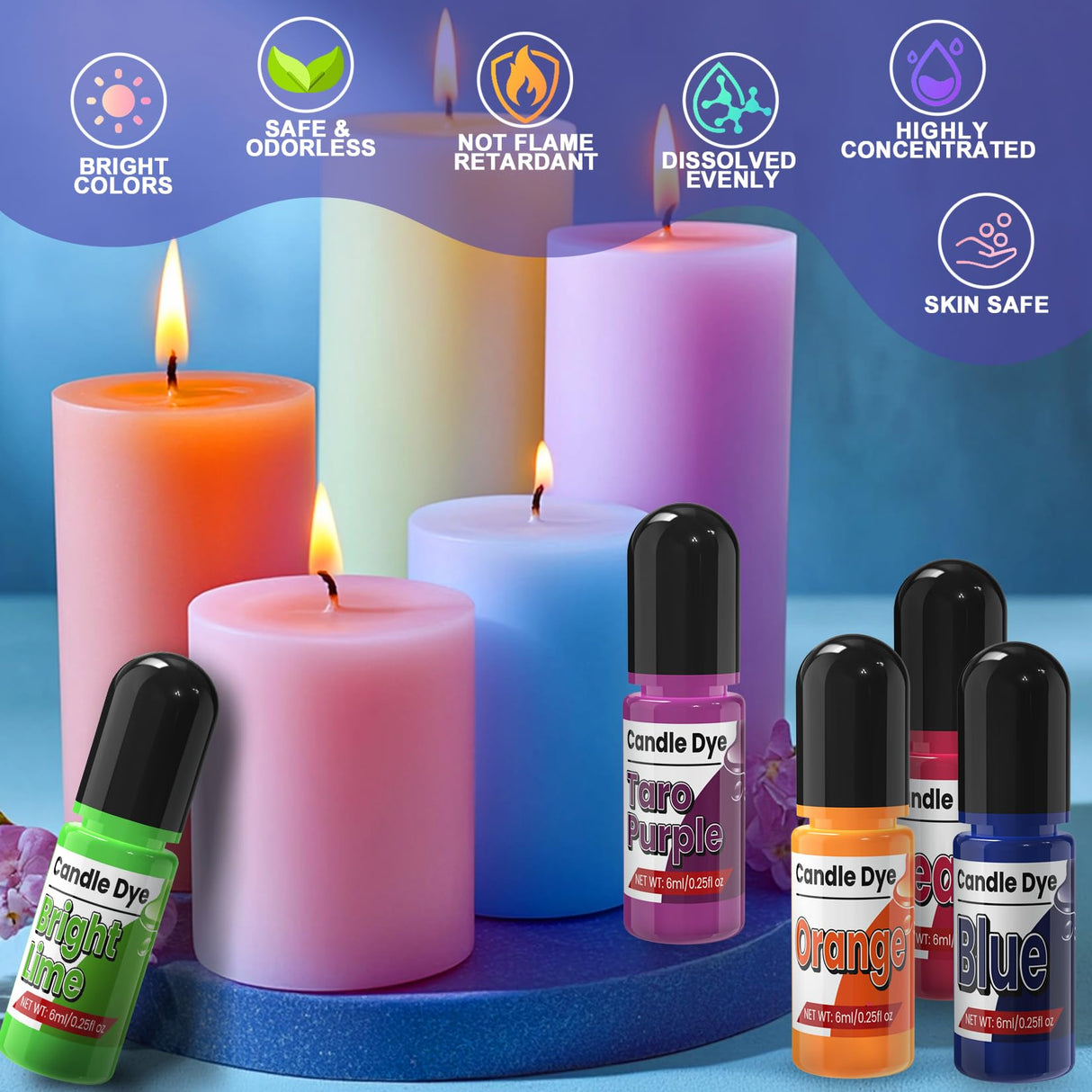 Candle Dye - 36 Colors Candle Making Dye, Highly Concentrated Liquid Oil-Based Coloring for Soy Wax, Bees Wax, Gel Wax - Easy Color and Safe - 6ml/Bottle ERCorArt