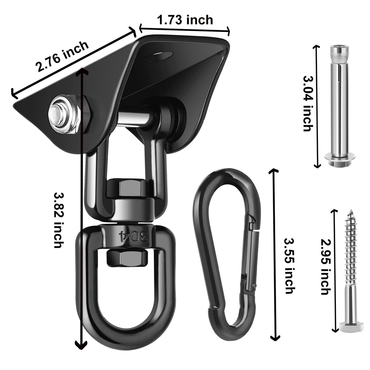 Velomill Porch Swing Hanging Kit, 360°Rotating 1200 lb Capacity Hanger for Porch Swing, Hammocks, Swing Chair (2 Pack) Velomill