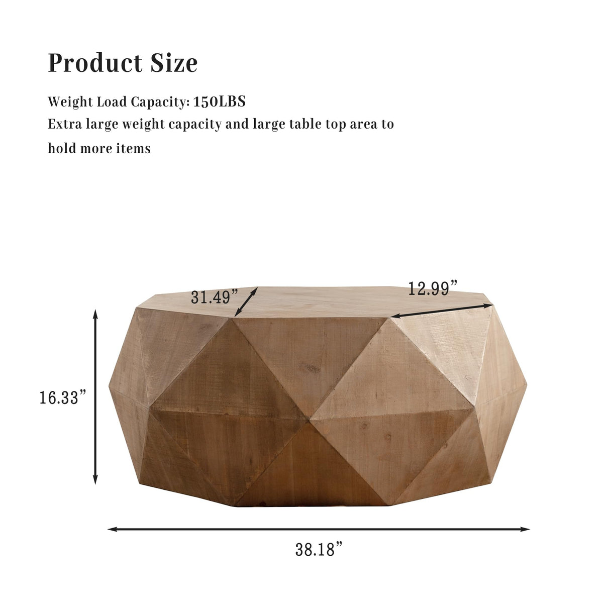 38" Modern Farmhouse Coffee Table, Drum Coffee Table, American Retro Style Coffee Table for Office, Dining Room and Living Room, Nature KIGFTSOD