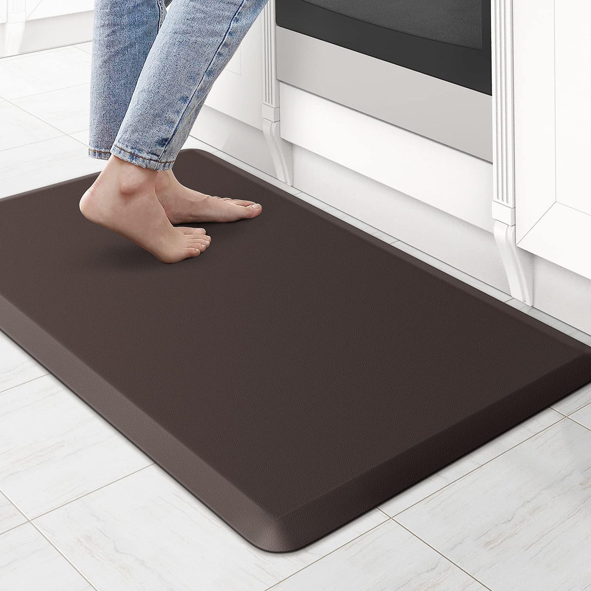 KitchenClouds Kitchen Mat Cushioned Anti Fatigue Rug 17.3"x28" Waterproof Non Slip Standing Desk Mat Comfort Floor Mats for Kitchen House Sink Office (Chocolate) KitchenClouds