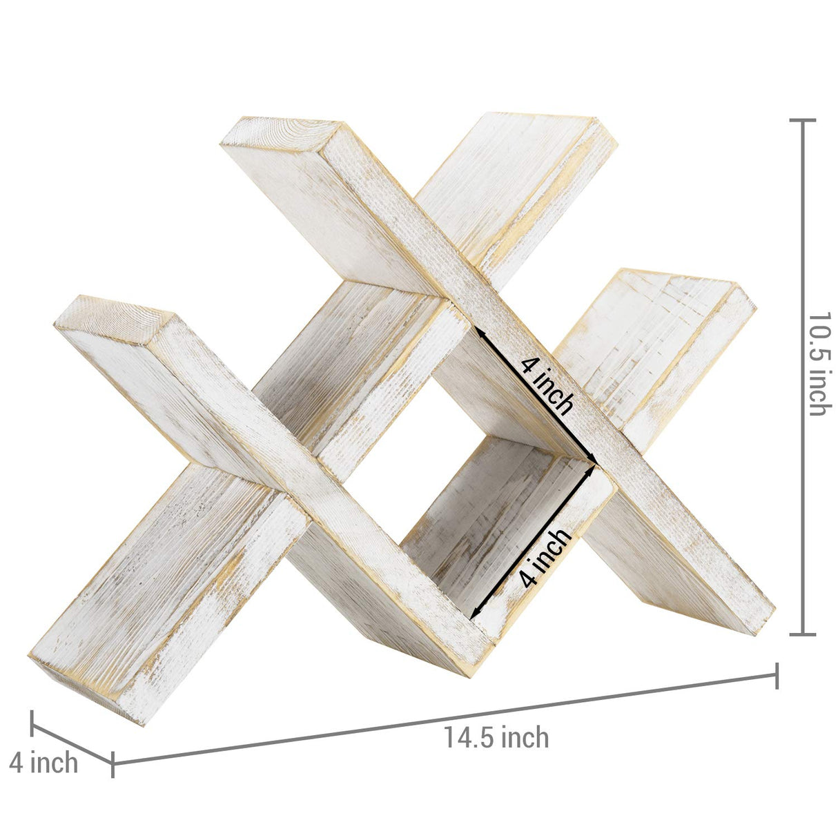 MyGift 4-Bottle Whitewashed Rustic Wood Countertop Wine Storage Rack MyGift