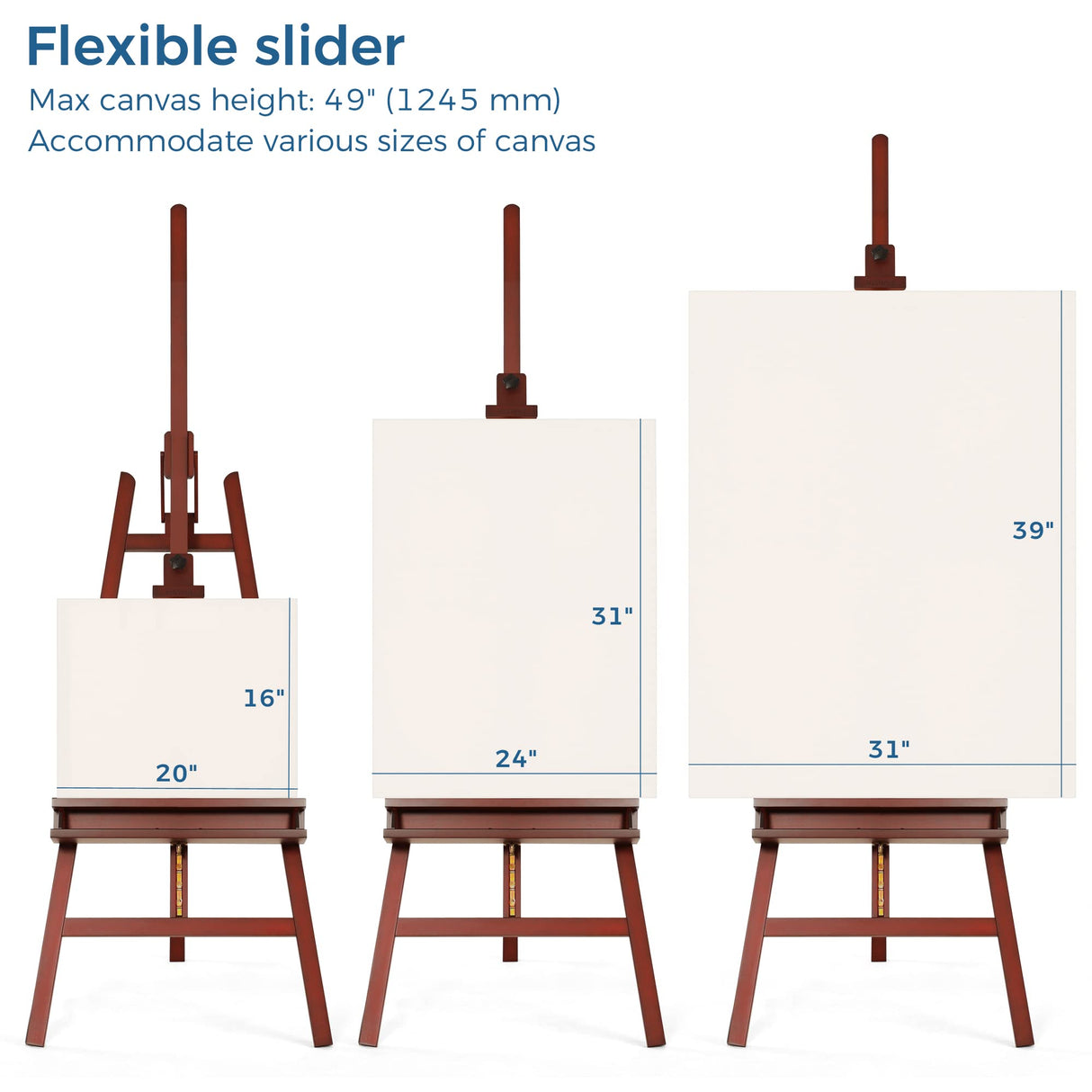 VISWIN Inclinable A-Frame Easel of Maximum Height 95", Holds Canvases Up to 49", Large Studio Art Easel with Storage Tray, Solid Beech Wood Painting Easel for Adults, Beginners, Students - Walnut VISWIN