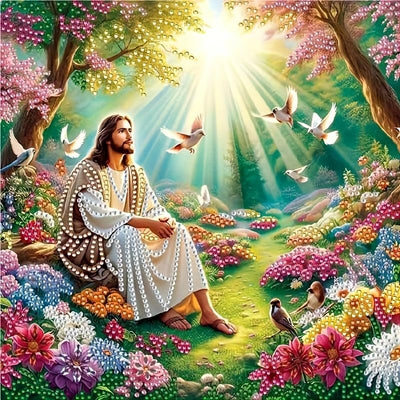 GXGLLPZBY DIY Special Shape Diamond Art Kits, 5D Religious Diamond Painting for Beginners Adults, Jesus Round Full Drill Diamond dot Art Kits, Gem Art for Adults Home Wall Decor 11.8x11.8in