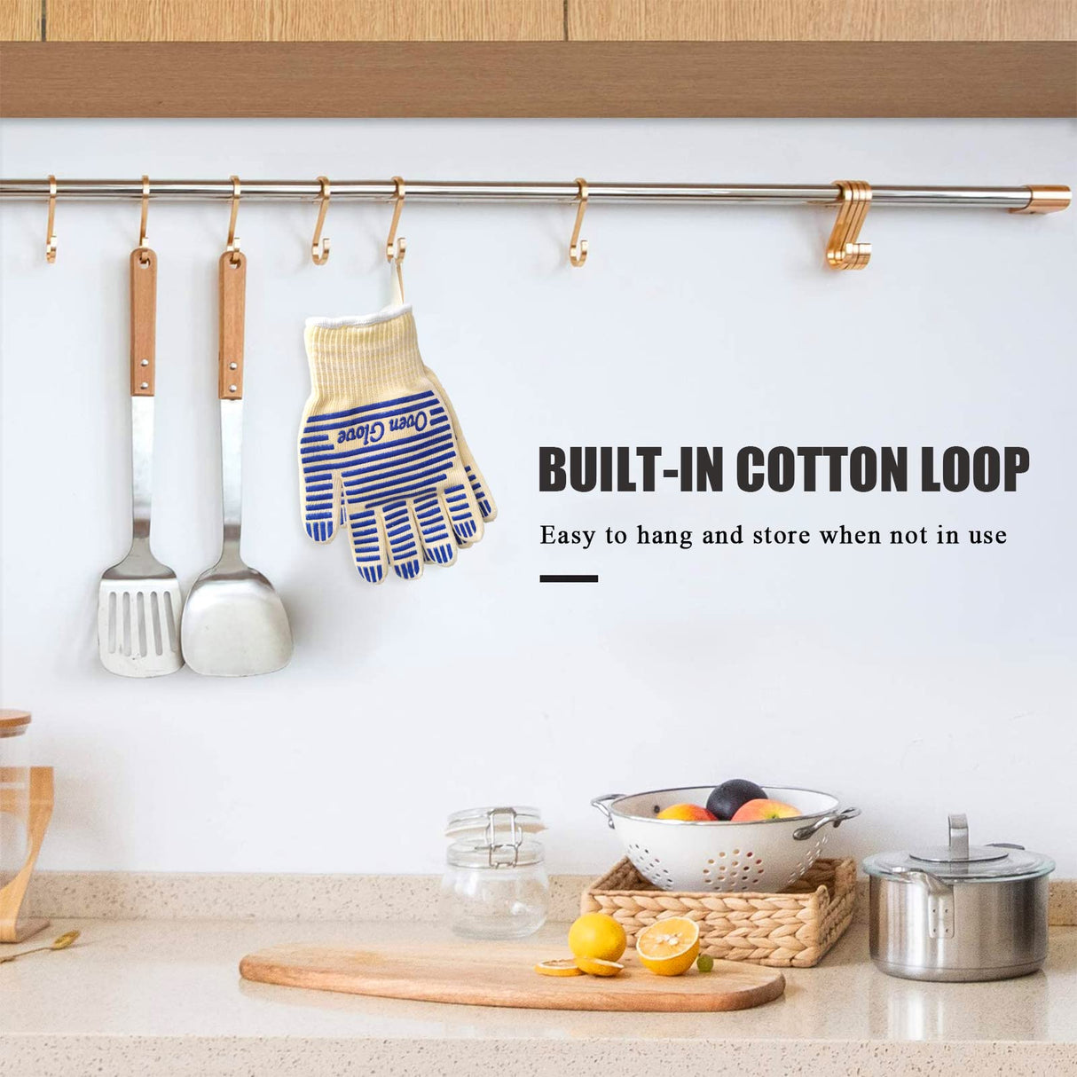 Oven Gloves, Heat Resistant 540 Degrees Grilling Gloves, Hot Surface Handler Non-Slip Silicone Oven Mitts with Fingers, BBQ Gloves for Cooking/Kitchen/Baking, Pack of 2 BLUESTEER