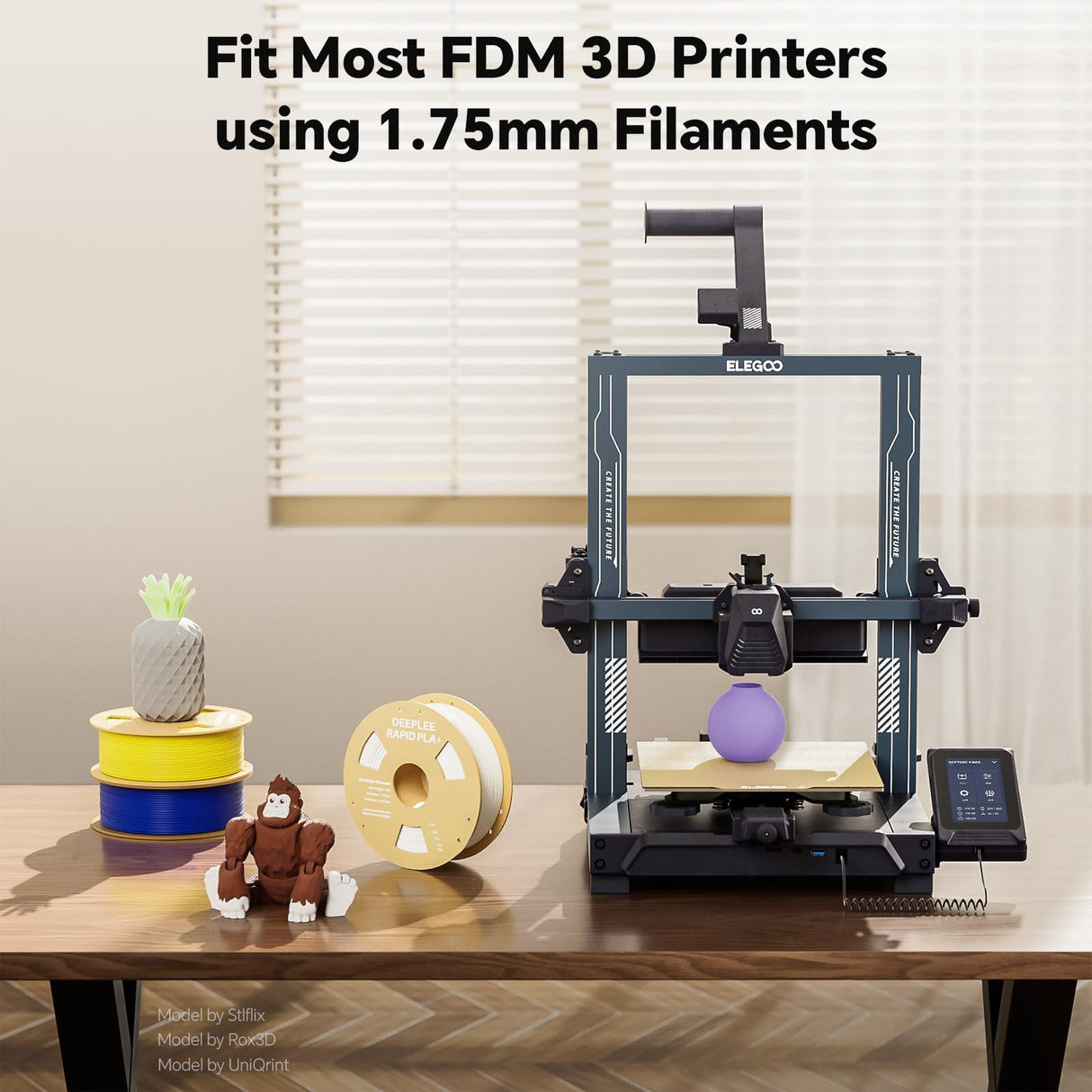 DEEPLEE Rapid PLA Plus Filament 1.75mm, High Speed 3D Printer Filament Up to 600mm/s, PLA+ Filament Dimensional Accuracy +/- 0.02 mm Fits Most FDM 3D Printer, Cardboard Spool Black 1kg Deeplee