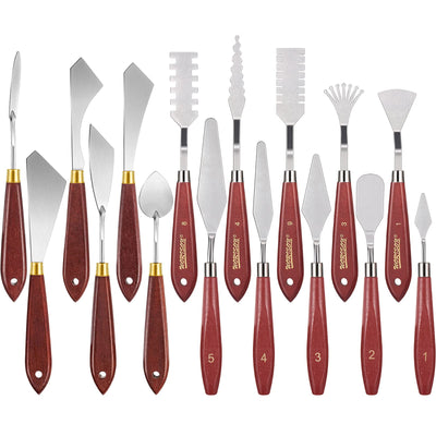 Honoson 16 Pieces Painting Knife Set Stainless Steel Palette Knife Set Draw Mixing Scraper Pallet Spatula with Wooden Handle for Oil Painting Accessories Acrylic Color Mixing Supplies (Red)
