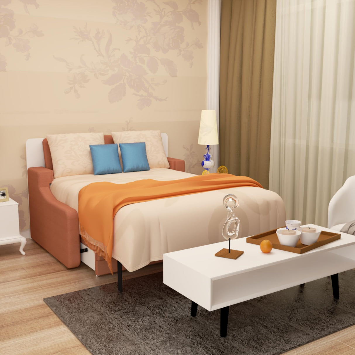 Full Size Murphy Bed, Vertical Wall Bed with Loveseat Sofa Couch, Morden Design Hidden Bed Frame Gas Struts, Space Saving(Not Including Mattress) Gahowlen