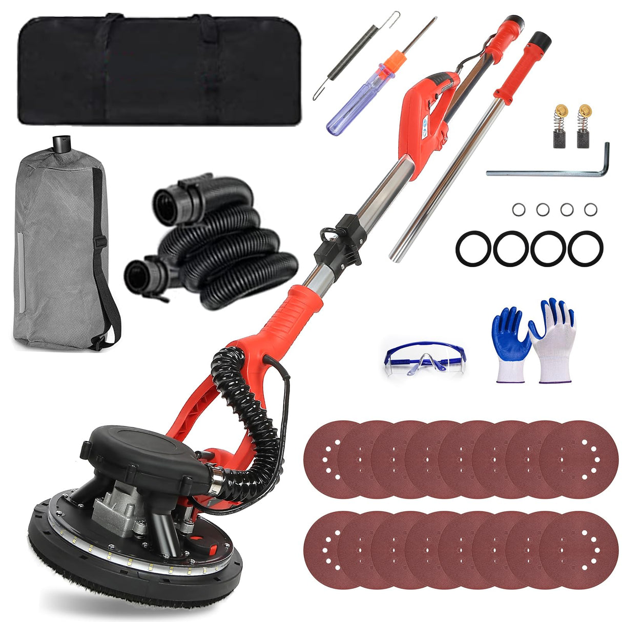 Drywall Sander, 850W Electric Drywall Sander with Vacuum Dust Collection, 7.2A Floor and Popcorn Ceiling Removal Tool, 6 Variable Speed 900-1800RPM, 16 Sanding Discs,Pure-Copper Motor, IP20 Waterproof SFESGRER