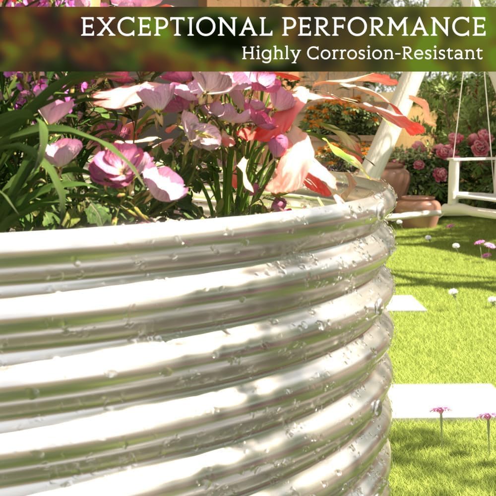 FRIZIONE 2pcs Tall 6x3ft Galvanized Raised Garden Bed Outdoor,Steel Garden Bed for Vegetables,Above Ground Garden Box for Flower,Metal Raised Beds for Gardening FRIZIONE