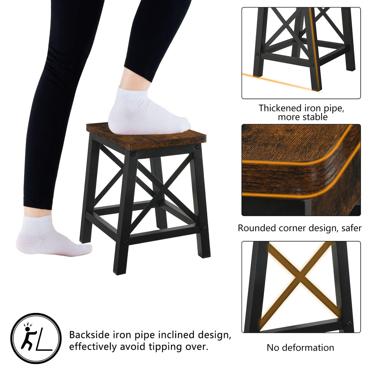 YINMIT Step Stools for Adults and Kids, Wooden Small Step Stool with Non-Slip Feet, Rectangular Stepping Stool for High Bed, Using for Bedroom, Kitchen and Living Room, Hold Up to 500 lbs YINMIT