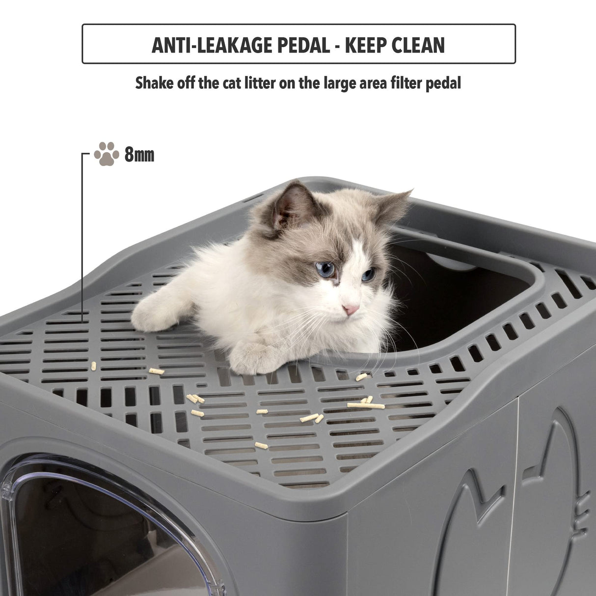 Pet Prime Covered Cat Litter Box for Indoor Cats, Anti-Splashing Large Enclosed Litter Box with Lid Top Side Entry Deep Drawer Kitty Litter Pan with Scoop Easy Cleaning Pet Prime