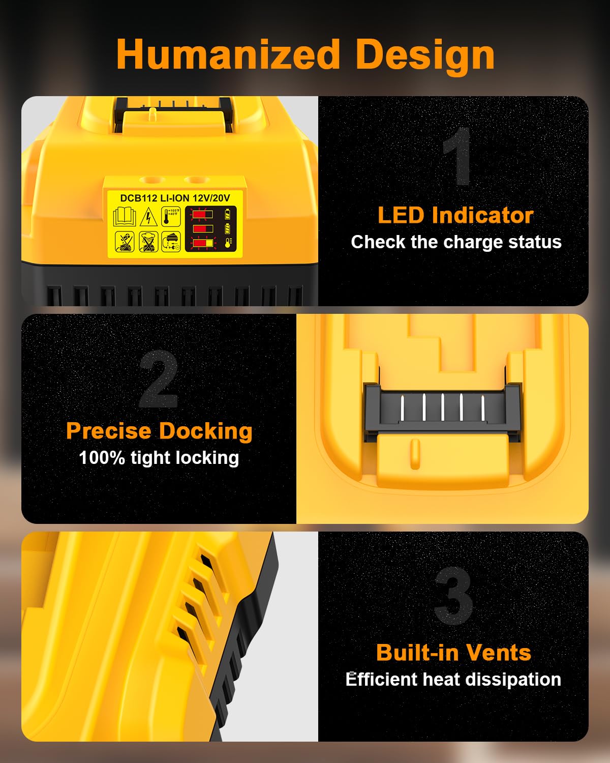 DCB112 20V MAX Battery Charger Replacement for Dewalt Battery Charger, Compatible with Dewalt 12V-20V Battery COOMYXIN