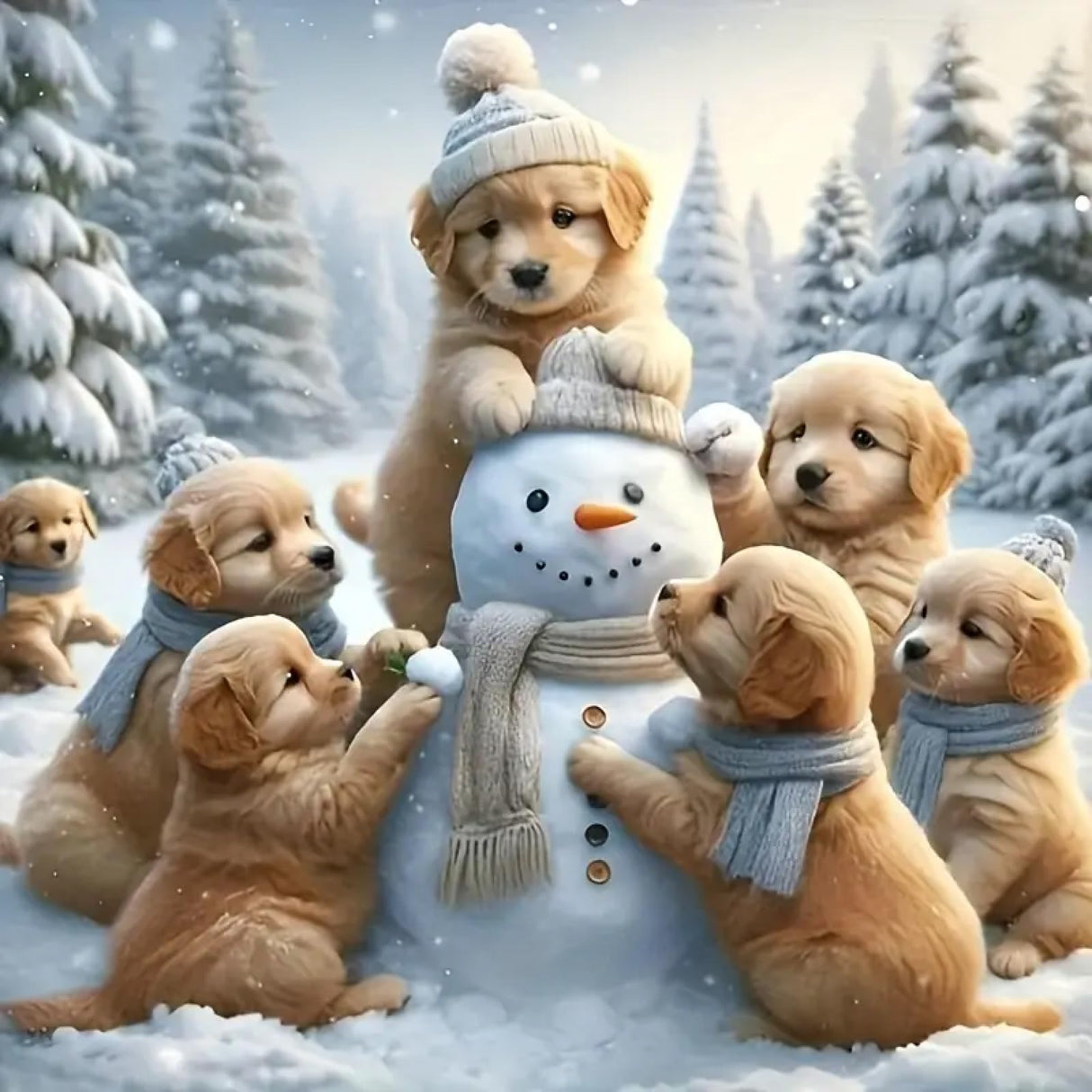 STGLCR Snowman Diamond Painting Kits for Adults - Dog Diamond Art Kits for Adults Beginner, Winter DIY Full Drill Diamond Dots Paintings with Diamonds 5D Gem Art and Crafts Home Wall Decor 12x12inch STGLCR