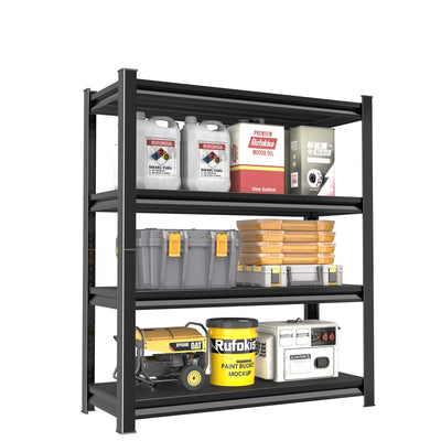 Rufokisa 48" W Garage Shelving Heavy Duty, 2200LBS Loads Adjustable Garage Storage Shelves,4-Tier Metal Storage Racks and Shelving Units, Utility Rack Shelves,48" W x 16" D x 63" H,Black