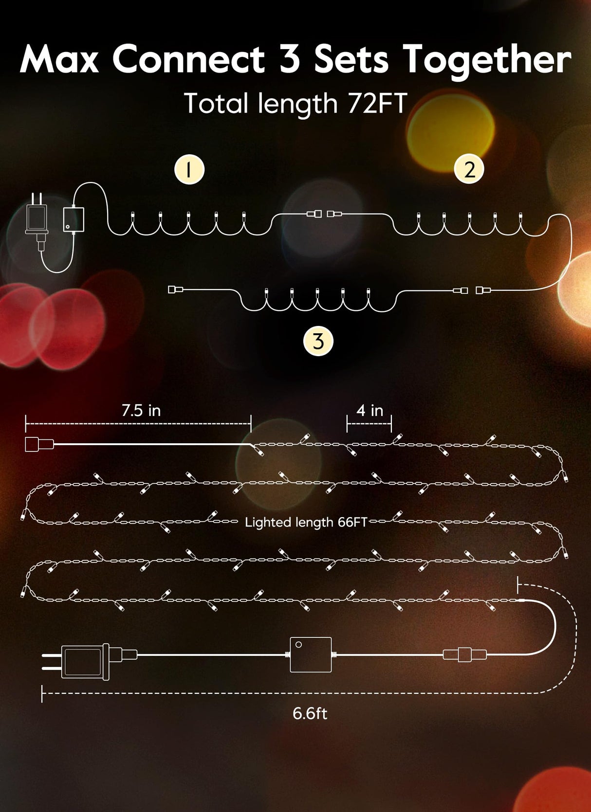 66FT 200 LED Christmas Tree Lights, Twinkle Fairy Lights String with 8 Flashing Modes String Lights for Indoor Bedroom Outdoor Christmas Trees Garland Wreath Holiday Decorations, Warm White Minetom