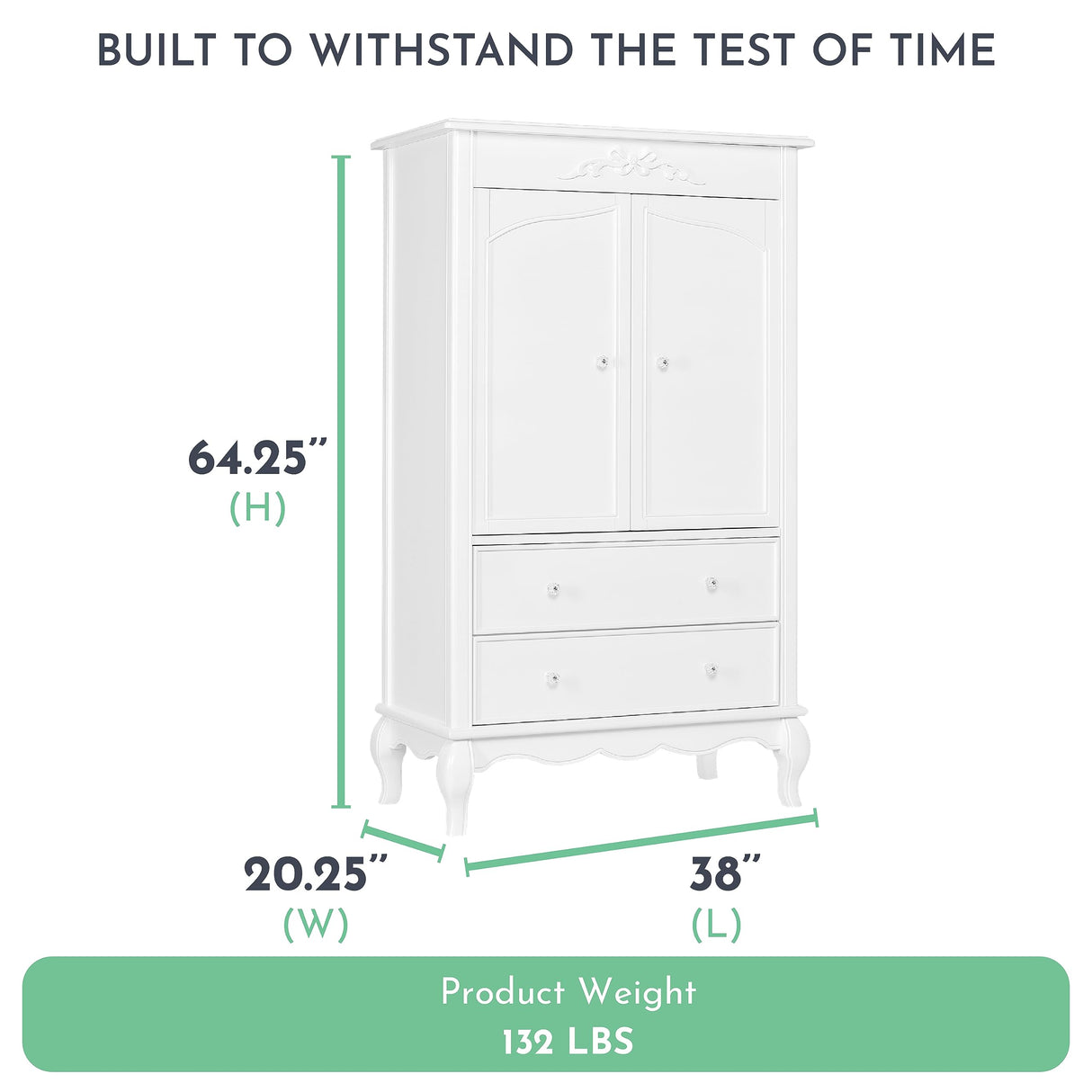 Evolur Aurora Armoire, Queen, Frost Evolur