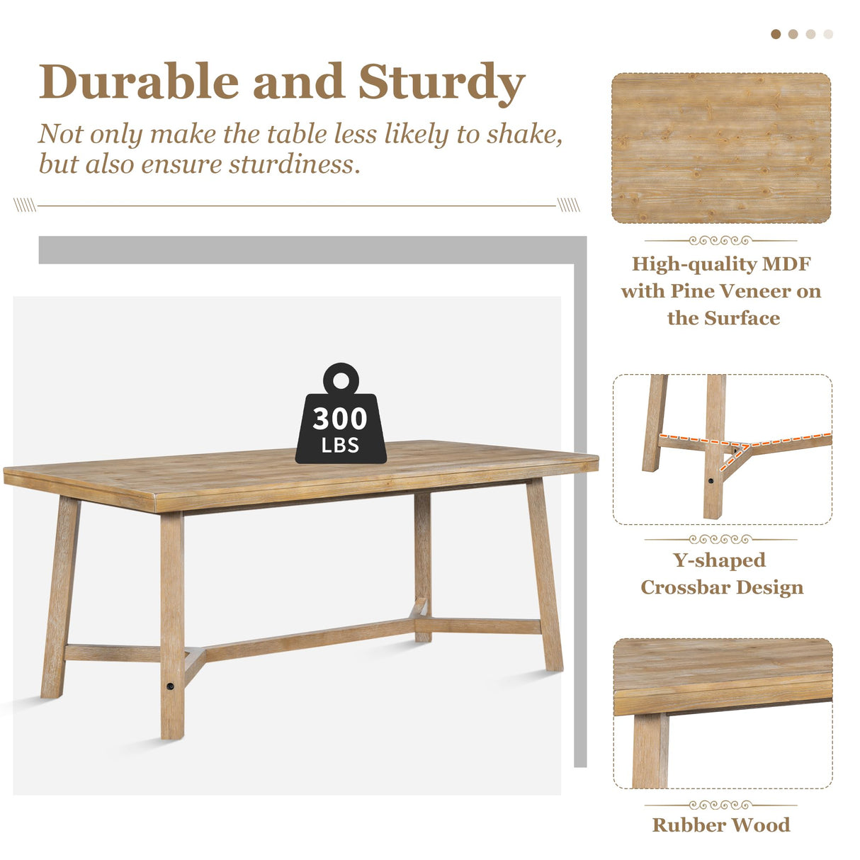 Wood Dining Table Set for 6 with 4 Chair & Bench, 6-Piece Rectangular Kitchen Table Set with 4 Upholstered Chairs & Bench Retro Dining Room Set for Dining Room (Natural Wood Wash) Harper & Bright Designs