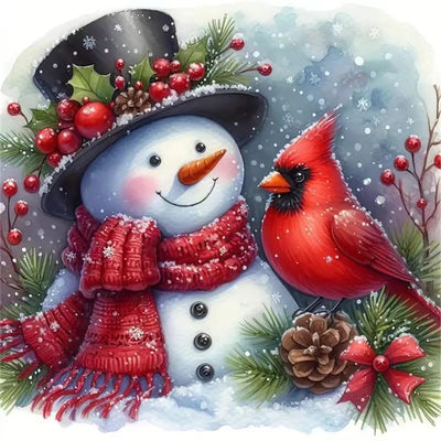 ZQEATRY Winter Snowman Diamond Art Kits for Adults-Christmas Snowman Cardinal Diamond Painting Kits,DIY 5D Full Round Drill Diamond Dots Art and Crafts for Adults,Home Wall Decor 11.8x11.8inch