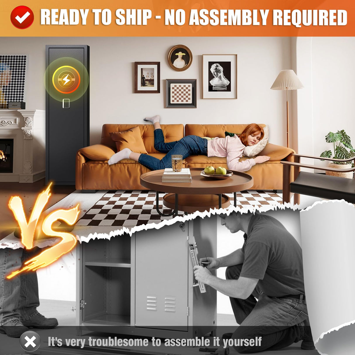 8-12 Gun Safe for Rifles and Pistols,biometric Fingerprint Lock,No Assembly Required,Fireproof Gun Safe for Home with Removable Gun Shelf,Alarm System,Silent Mode ZZXCBB