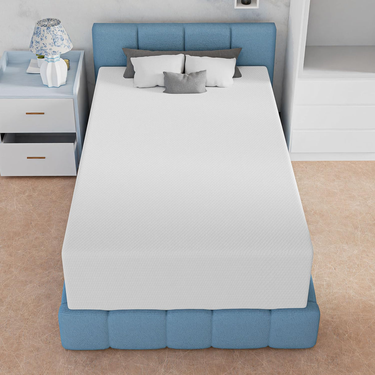 14 Inch Twin Mattress, Gel Memory Foam Twin Size Mattress, Pressure Relieving, Cooling Gel Foam, Twin Mattress in a Box, Certipur-Us Certified, Bed-in-a-Box, Twin, 75"L x 39"W x 14"Th, White NChanmar