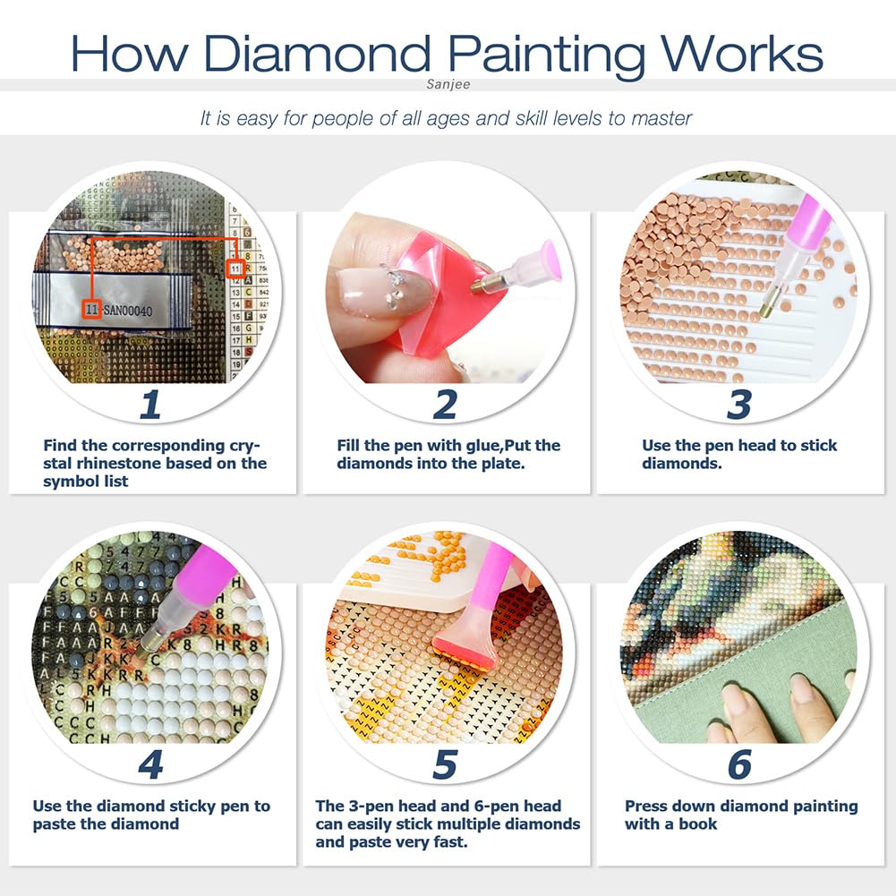 Sanjee Wolfs Diamond Art Kits for Adults, Yin-Yang Diamond Painting Kits for Beginner, 5D DIY Round Full Drill Gem Art Crafts for Home Wall Decor Gift, 12x12inch Sanjee