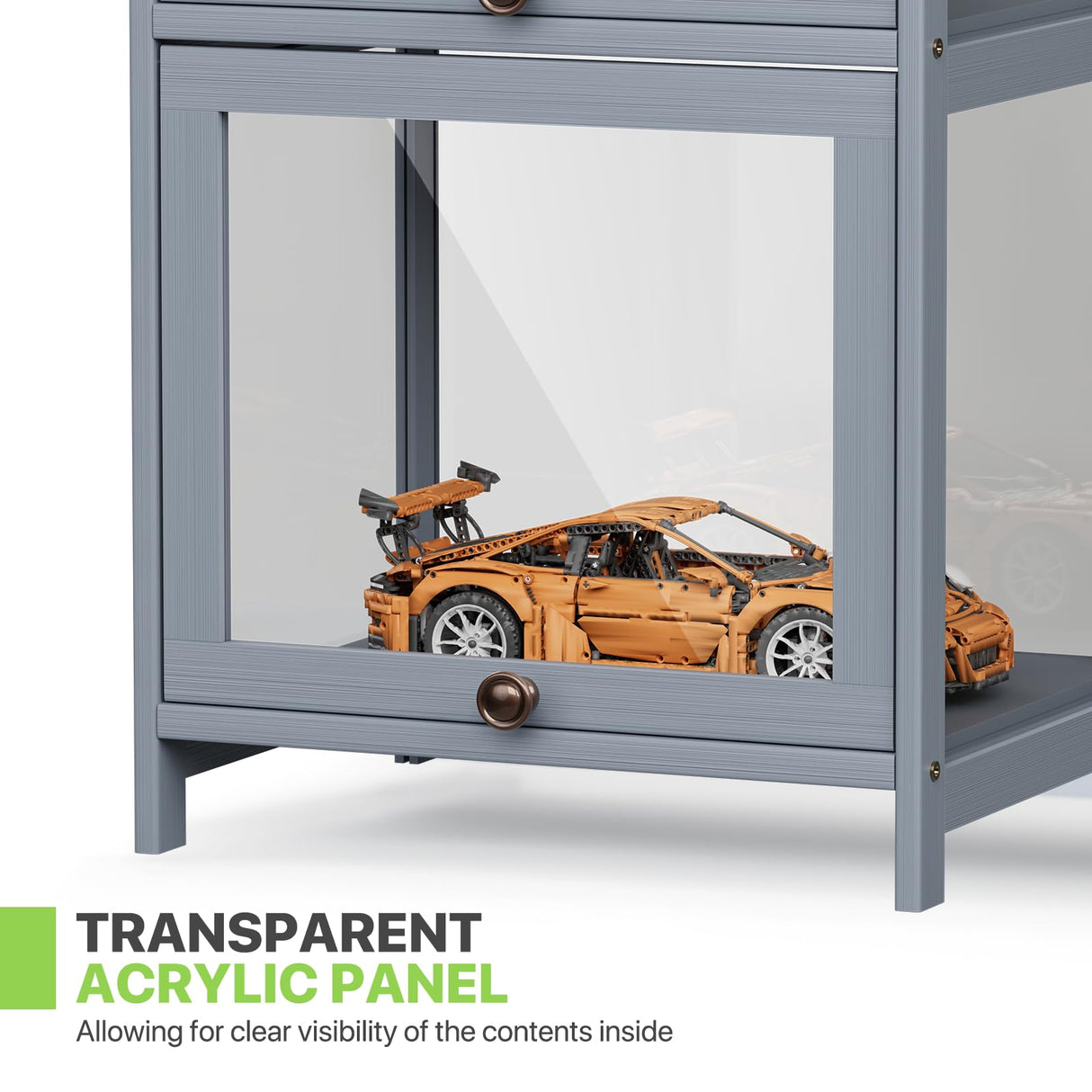 Magshion 68" Tall Curio Display Cabinet, 5 Tier Slim Corner Shelves Collection Display Case for Living Room Bedroom, Gray Magshion