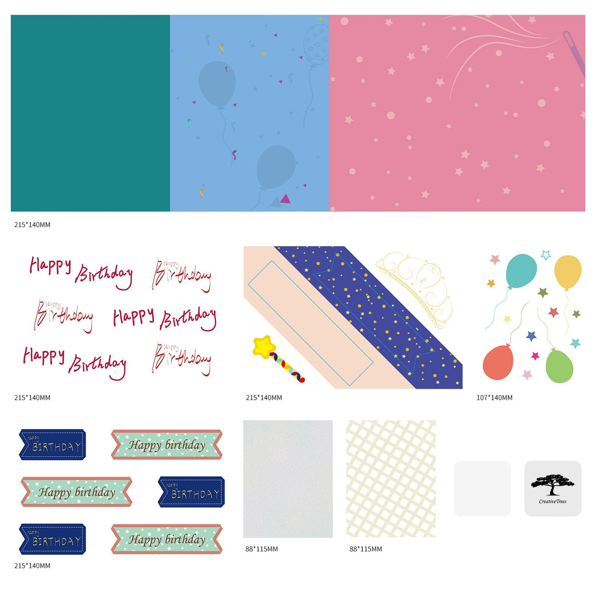 CREATIVETREES Greeting Card Making Kits DIY Blank Cards for Birthdays, 9 Envelopes, Balloon Thank You Cards, Colourful Balloon Thank You Cards with Envelopes CREATIVETREES