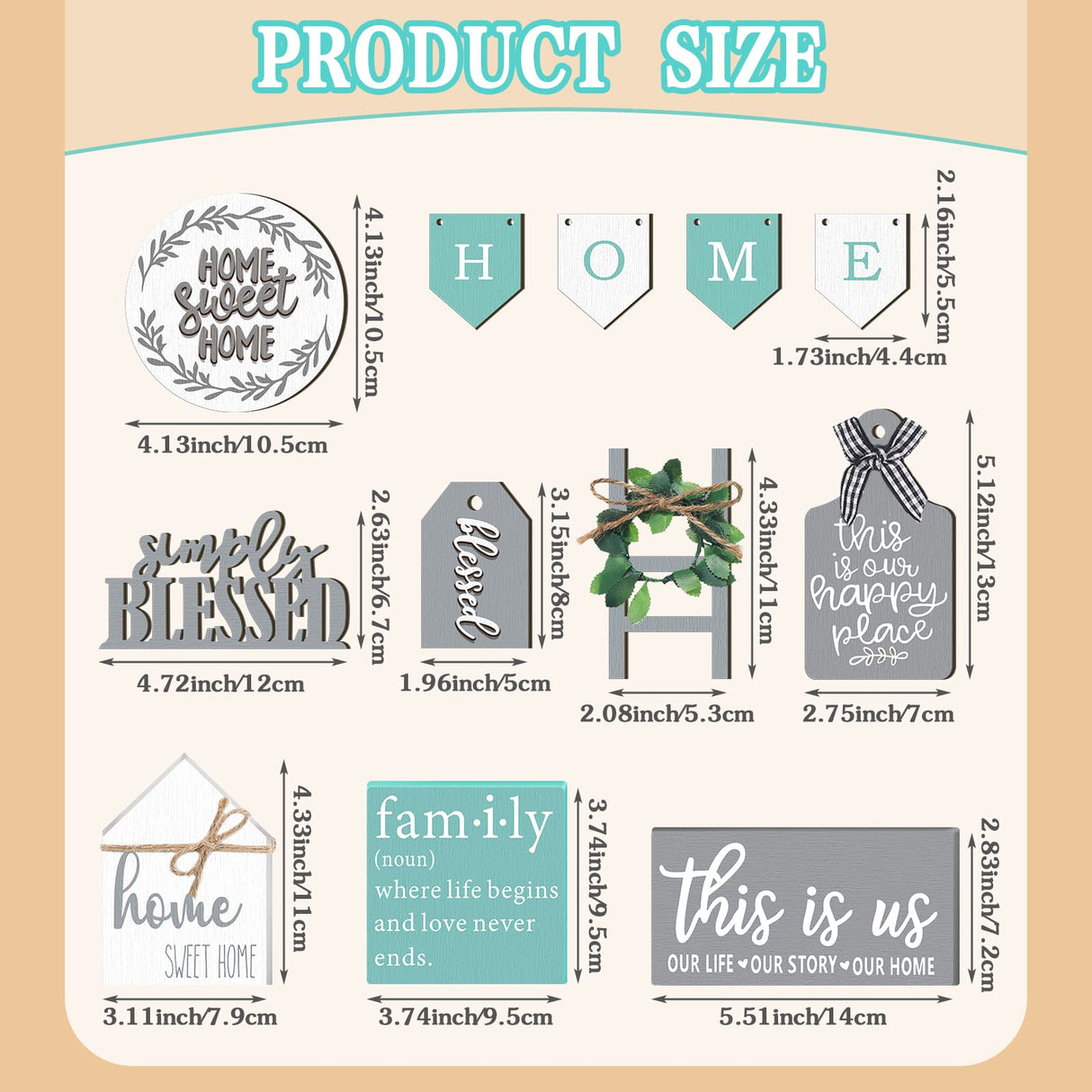 11 Pcs Farmhouse Tiered Tray Decor Home Wood Sign Rustic Home Sweet Home Simply Blessed Wooden Beads Tiered Tray Decorations Set for Home Kitchen Table FairySandy