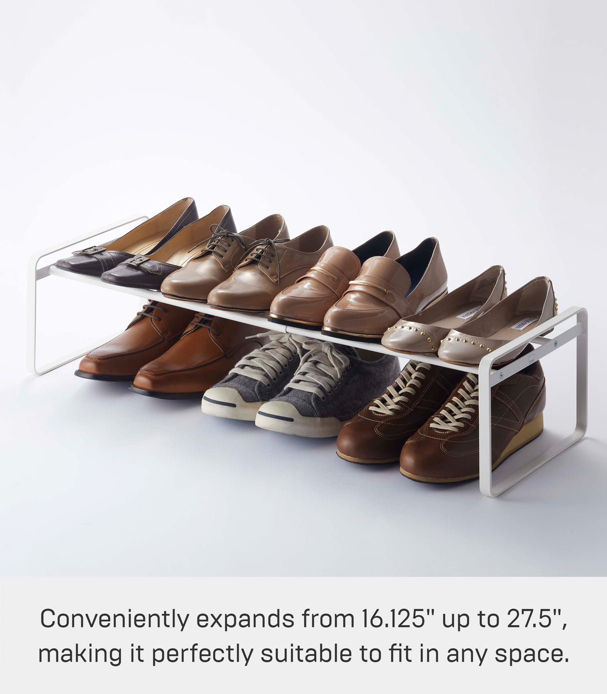 Yamazaki Home Adjustable Shoe Rack - Spacesaving Storage Solution Steel One Size White YAMAZAKI