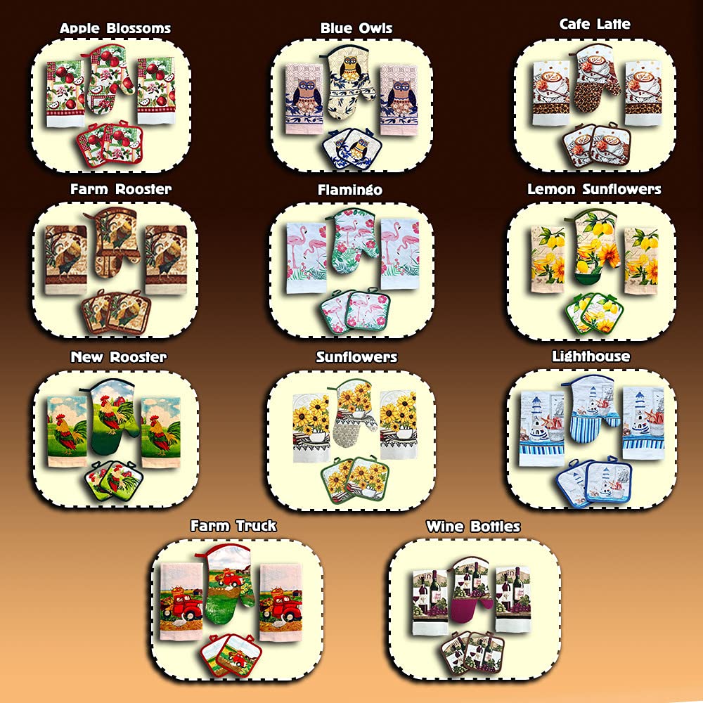 Lobyn Value Packs: 5-Piece Café Latte Kitchen Towel Set – Quilted Oven Mitt & 2 Potholders, Perfect for Coffee Lovers Lobyn Value Packs