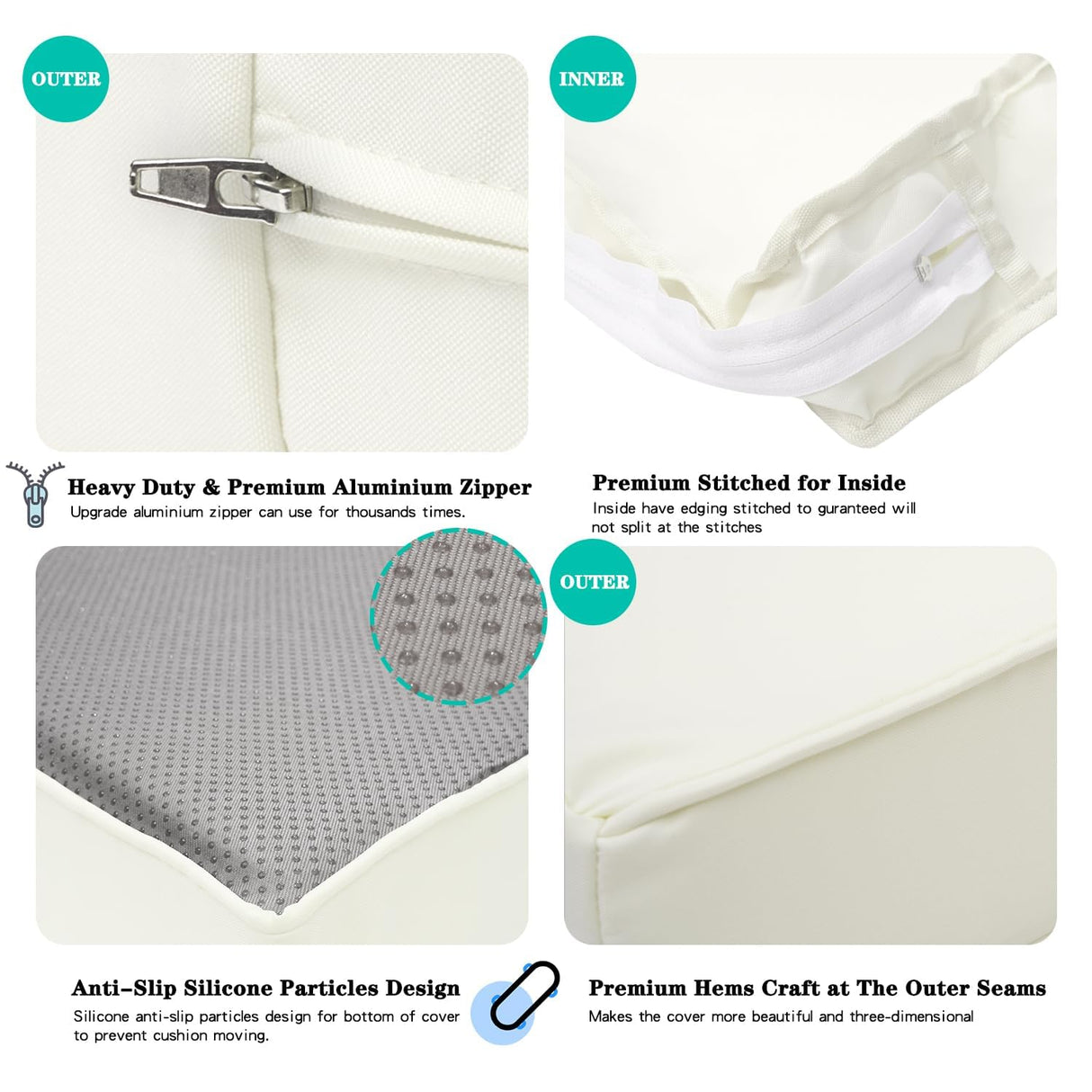 ClawsCover 13Pack Outdoor Seat and Back Cushions Replacement Covers Fit for 7Pieces Wicker Rattan Patio Furniture Set Sectional Couch with Dining Table and Ottoman,Cream-Include Cover Only ClawsCover