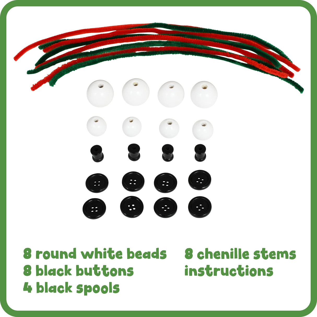 READY 2 LEARN Christmas Crafts | Create Your Own Bead Snowmen | Set of 4 | DIY Ornaments for Kids | Christmas Tree Decoration | All Materials Included READY 2 LEARN