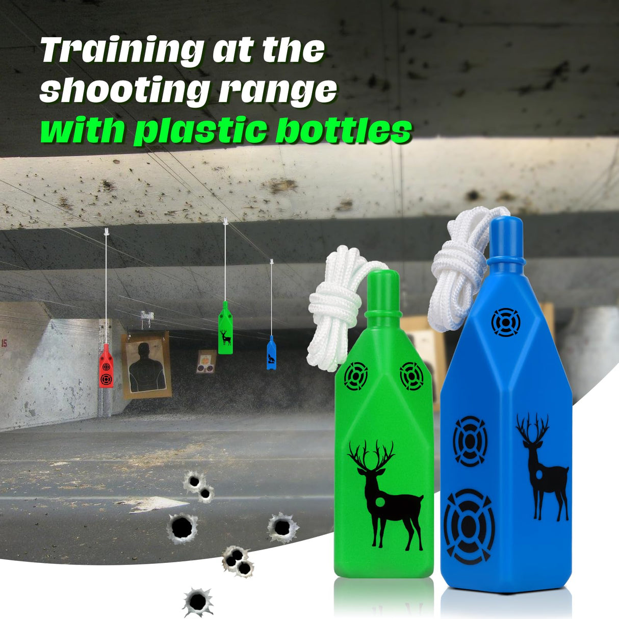 Ideagle 6-Pack Bottle Shooting Targets-Large and Small Target Combination with Hanging Rope for Target Practice, Ideal for Indoor and Outdoor Gun Ranges Ideagle