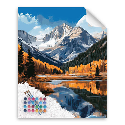 Cawpom Mountain Paint by Number Kit, Rocky Mountains National Park Paint by Numbers for Adults, Longs Peak Wall Art, Lake Trees Landscape Acrylic Painting, Home Wall Decor(16x20inch, No Frame)