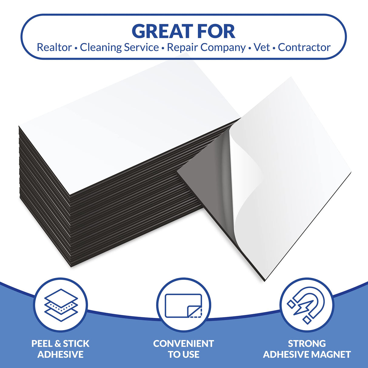 Business Card Magnets Pack of 100 – Customize with Peel and Stick Adhesive Magnet to Create Personalized Magnetic Business Cards as Promotional Items - Essential Large, Mid and Small Business Supplies labphant