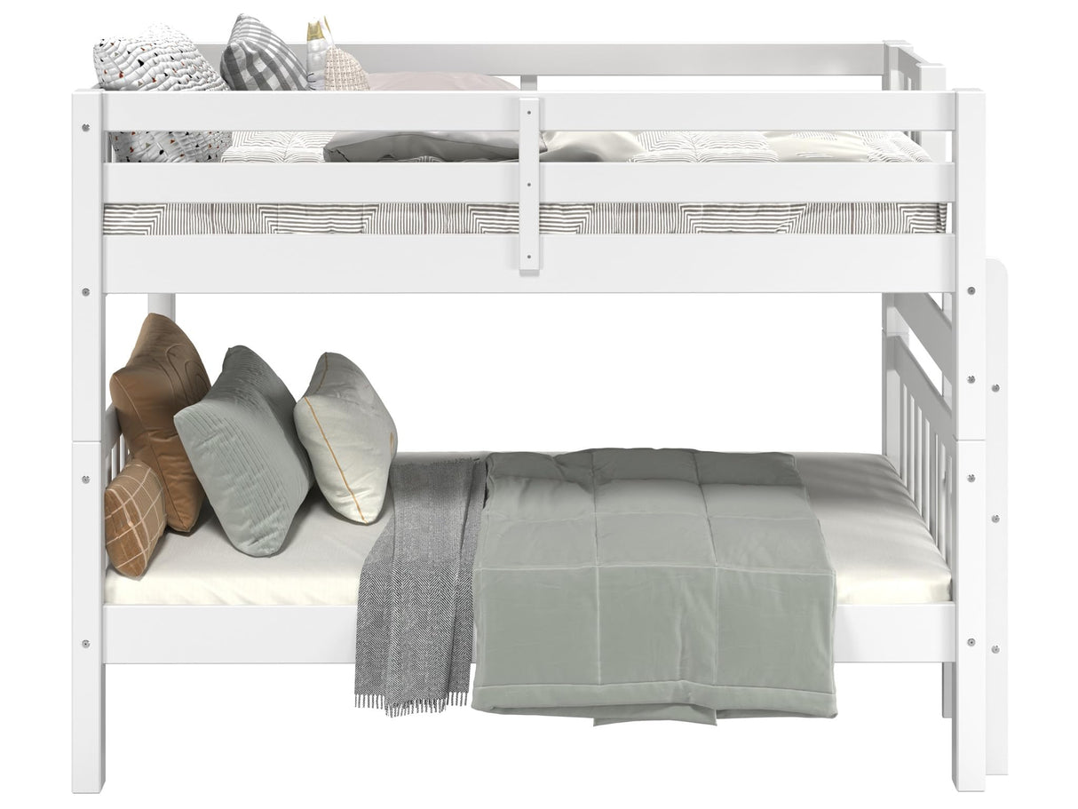 Bedz King Stairway Bunk Beds Twin over Twin with 3 Drawers in the Steps, White Bedz King