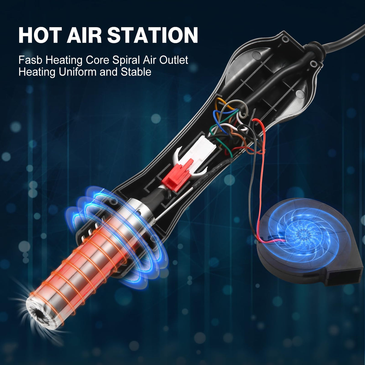 TLBZK Rework Soldering Station, 2 in 1 SMD Hot Air Solder Station and Soldering Iron Kit Heat Gun with Soldering Tips, Hot Air Nozzles, Tweezers TLBZK