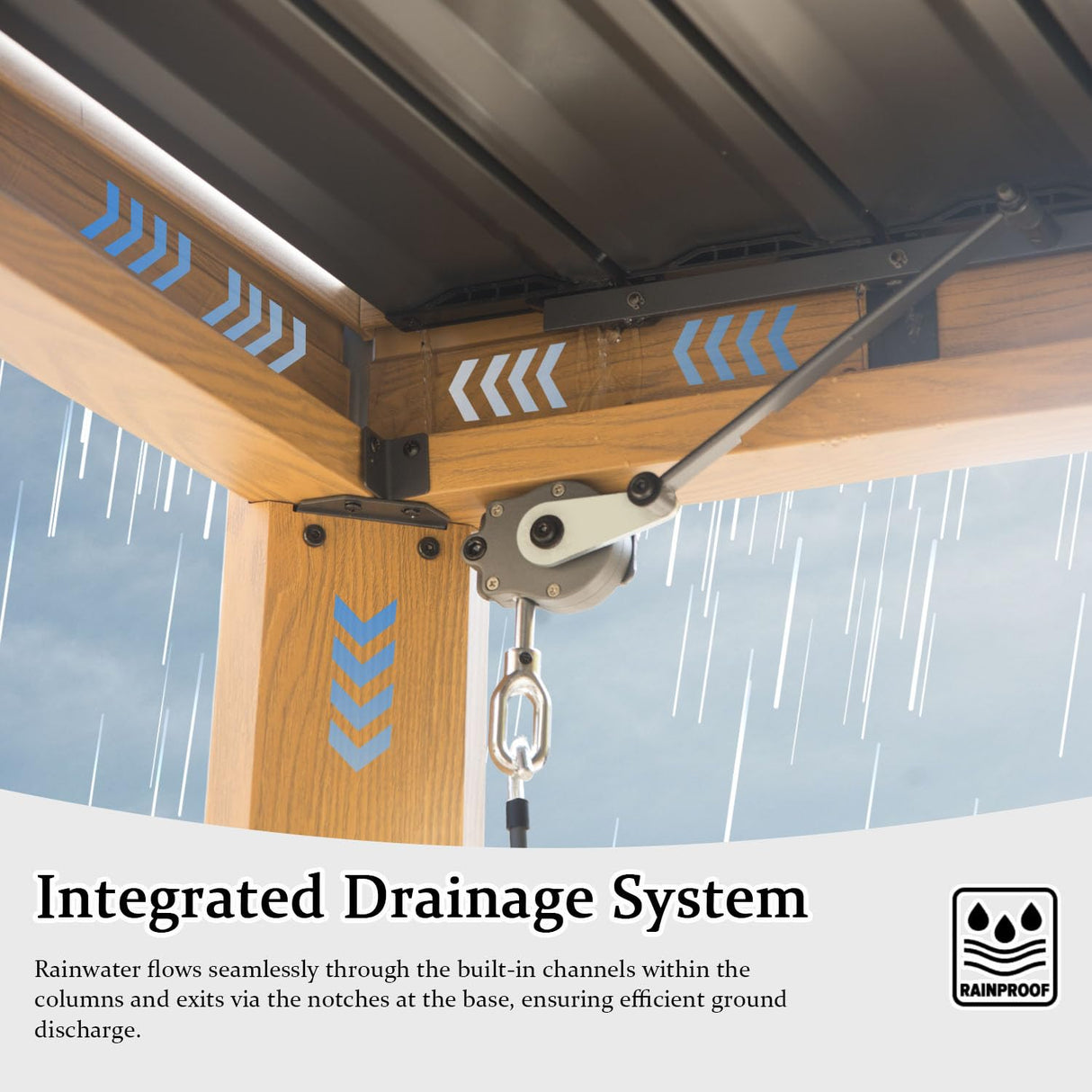 Domi Louvered Pergola 10×16 FT, Outdoor Wood Grain Aluminum Pergola with Adjustable Rainproof Roof and Drainage System, Metal Pergola Gazebo for Patio, Deck, Backyard domi outdoor living