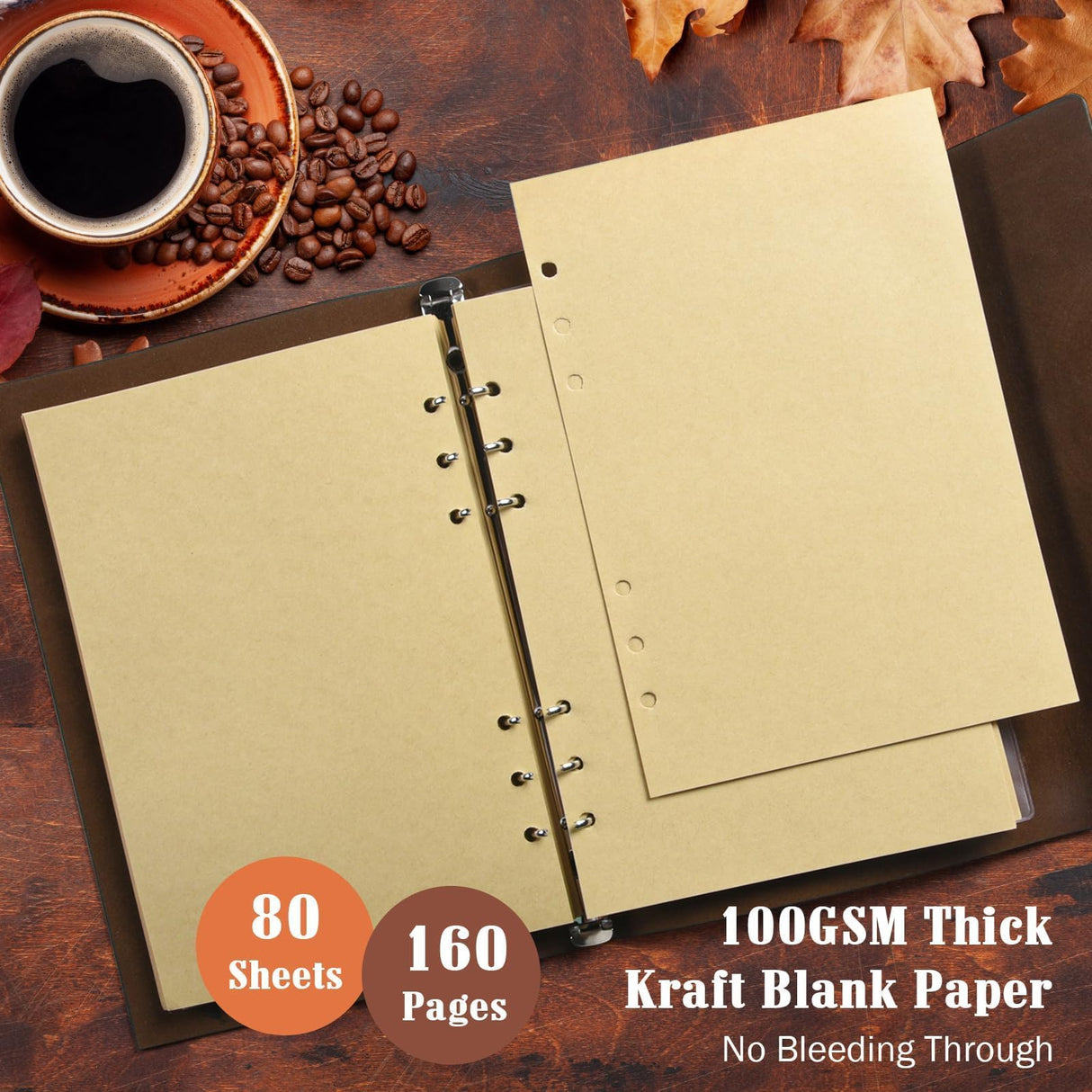 Leather Journals Notebooks with Blank Pages, Vintage Refillable Journal for Writing, Personal Travel Diary Art Sketchbook to Write in, Gifts for Women, Men, Teen Girls and Boys, 160 Pages A5 (Brown) OMEYA