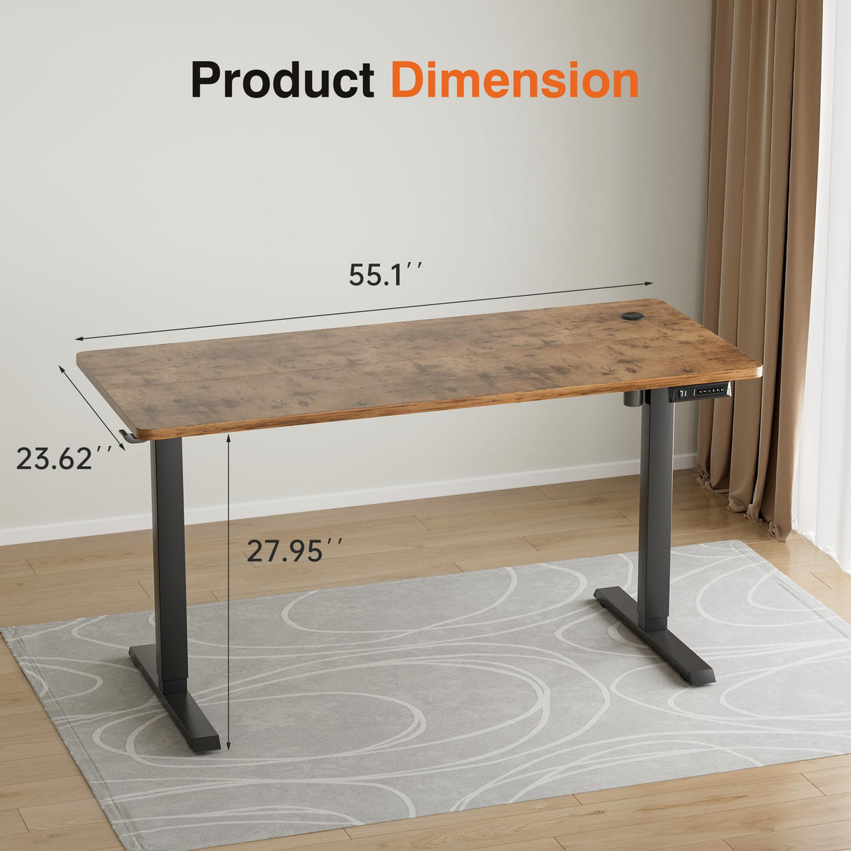 Furmax Electric Standing Desk, 55 x 24 Inches Height Adjustable Desk with Removable Casters, Home Office Computer Desk (White) Furmax