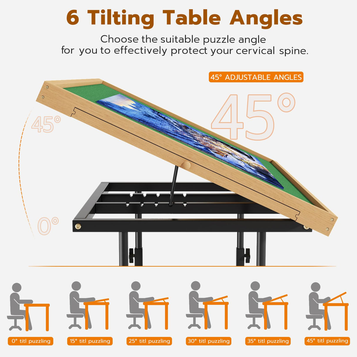 upvercy Large Puzzle Table with 2 Drawers for 300-1500 Piece Puzzles - Rolling Puzzle Table with Adjustable Height & Angle, Puzzle Board with Felt, Cover, Storage Drawer for Adults upvercy