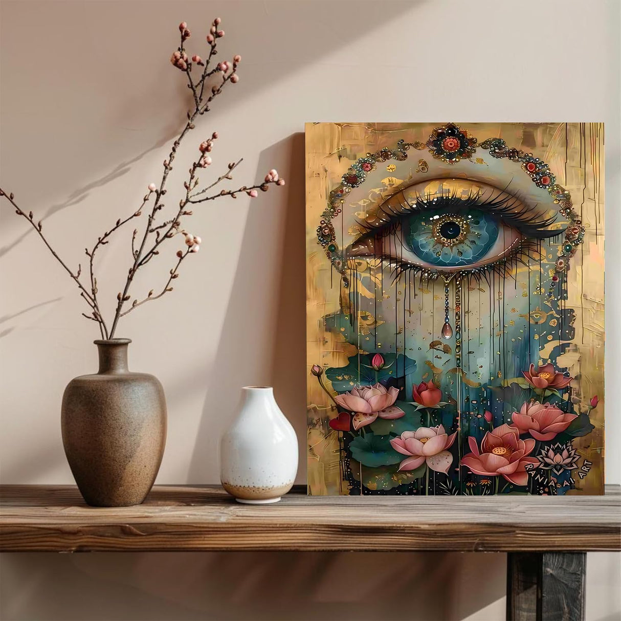 xcemhil Paint by Numbers Kit for Adults Eye, Paint by Number Eye and Lotus, Paint by Numbers Kit for Adults Beginner for Gift and Home Wall Decor 16x20 Inch xcemhil