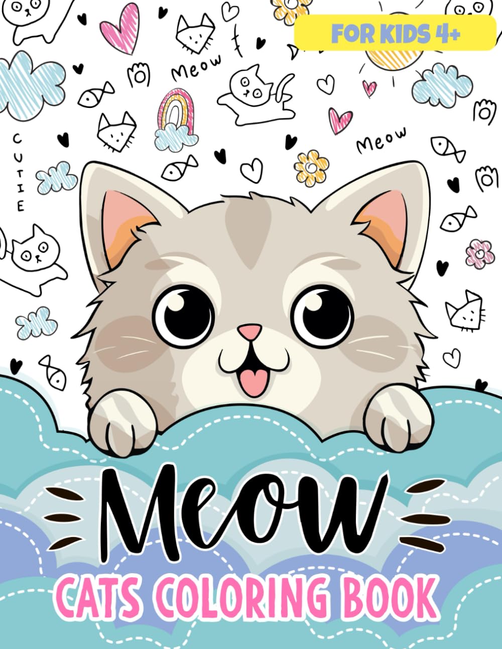 Meow Cats Coloring Book for Kids: 50 Cute Kittens in Funny and Delightful Situations WoodArtSupply