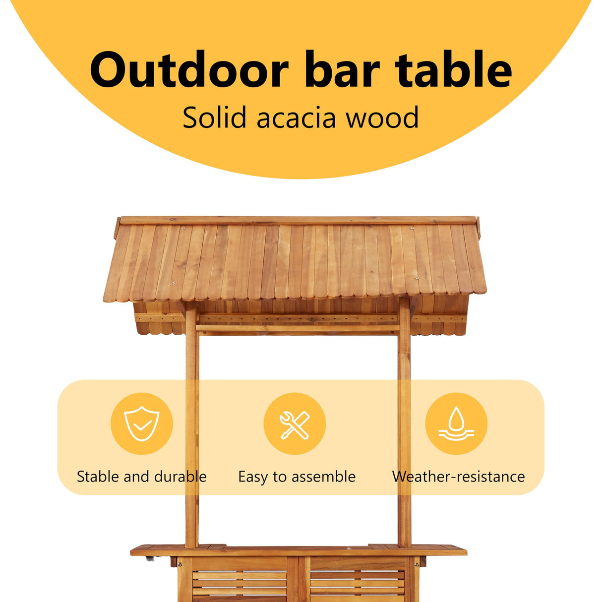 vidaXL Outdoor Bar Table with Roof Pub Table Counter Table High Garden Yard Patio Terrace 113 x 106 x 217 cm Acacia Wood vidaXL