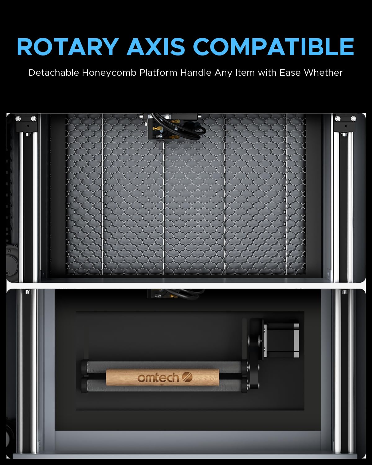 OMTech K40+ CO2 Laser Engraver with Rotary axis, 8"x12" 40W Desktop Laser Engraving Machine for Home Use, LaserGRBL LightBurn Compatible Laser Engraver Cutter with Adjustable Laser Head Air Assist OMTech
