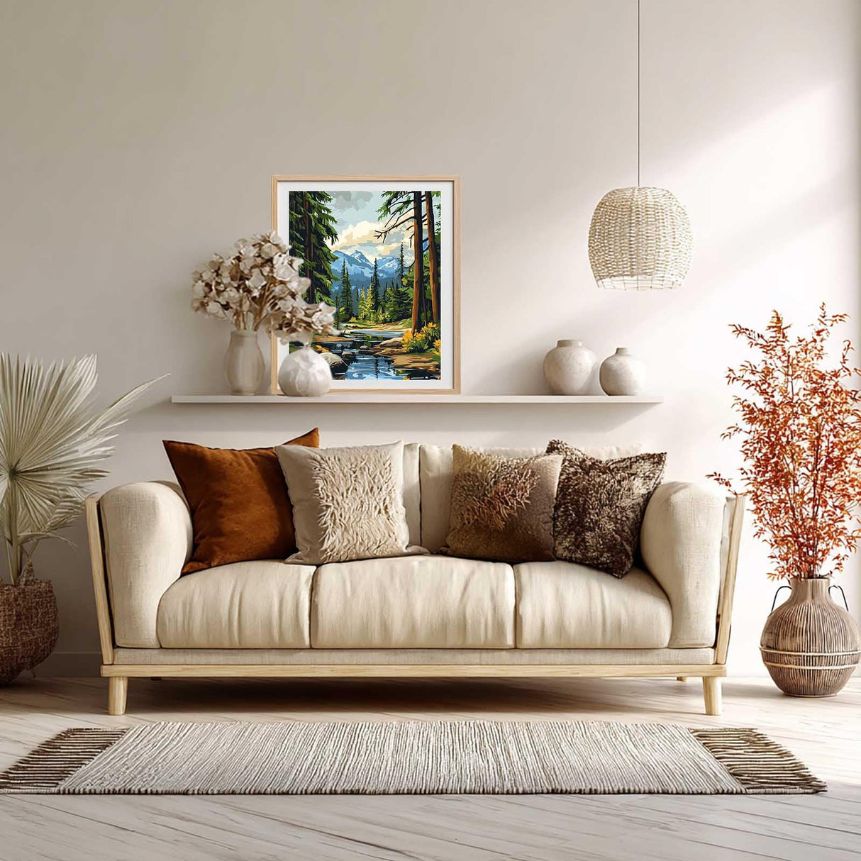 National Park Landscape Paint by Numbers, Olympic Forest Fir Scenery Paint by Number Kits for Adult, Mountains River Acrylic Painting on Canvas for Gift Home Wall Decor(16×20inches, No Frame) ARNLRDYA