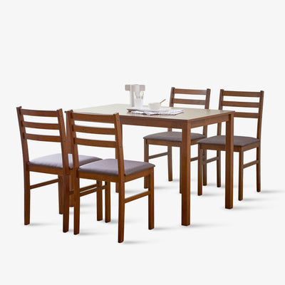Livinia Seattle 5-Piece Wooden Dining Table Set for 4, Modern Farmhouse Kitchen Dining Room Set with Solid Wood Ladder Back Chairs for Small Space (Antique)