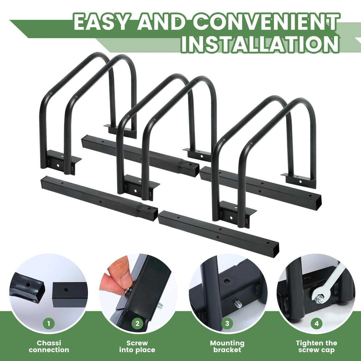 Auwey Bike Floor Rack Bike Floor Parking Bicycle Parking Rack Bike Storage Stand Bike Floor Stand Bicycle Storage Organizer for Mountain Bike, Road Bike Fit 22-28" Wheel Stand Tire Width 2.2" Auwey