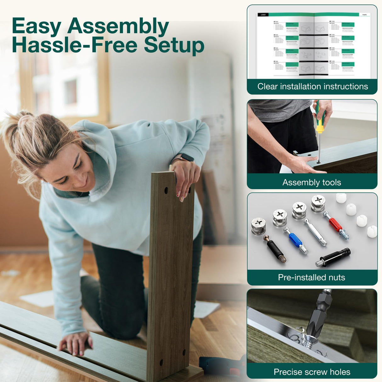 Viplive Farmhouse TV Stand for Bedroom, TV Stand for 65 Incn TV, Universal TV Stand with Ample Storage Cabinets, Media Furniture with Entertainment Center and Console Table for Living Room Viplive