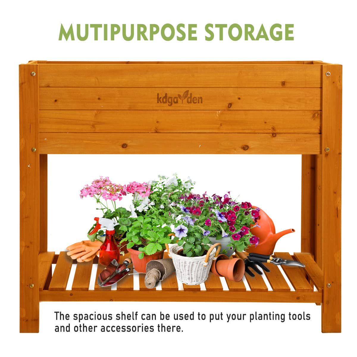 Raised Garden Bed 48"x24"x33" Large Wood Planter Box with Legs Outdoor Wooden Elevated Planters Raised Beds for Vegetable Flower Herb, Standing Gardening Box for Backyard, Patio, Deck Kdgarden